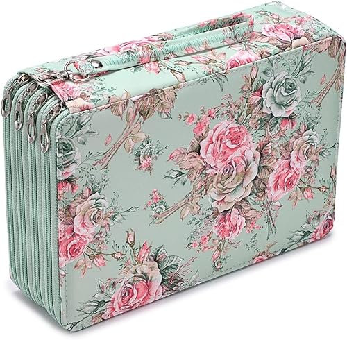 Organizer für Kunstbedarf mit 200 Fächern, großes Etui für Stifte, Marker und Buntstifte, tragbare Reiseaufbewahrung für Künstler (Dschungel-Design), grün, Modern