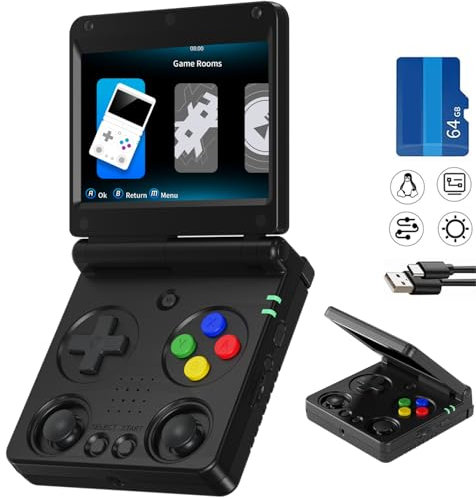 Airuidas RG34XXSP Retro Gaming Console Retro Handheld Game Console 3.4 IPS Screen with Linux System 3300mAh Battery with WiFi/Bluetooth 64GB