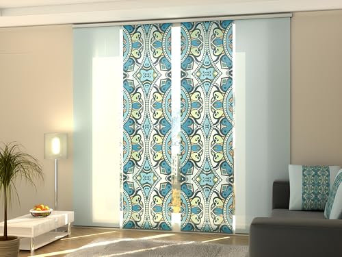 Wellmira Rideaux à panneaux coulissants modernes, ciel aztèque, panneaux japonais