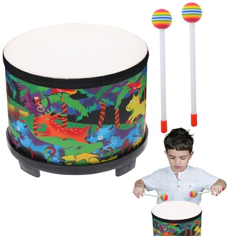 Floor Tom Drum for Kids - Child Musical Drum Toy, Percussion Instrument aus Holz | Drum Sound Rhythmus im Vorschulalter, pädagogisches Musikinstrument mit Schlägen, ideal für Kinder, die lernen,
