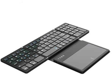 Fluxioxtna Teclado ergonómico plegable con panel táctil grande y teclado numérico para tabletas y PC