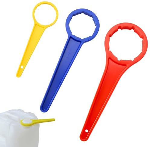 KLINNA Lot de 3 ouvre-bidons universels pour couvercle DIN 41/51/61, clé polygonale ergonomique et clé manuelle pour bidons de 5, 10, 20, 25, 30 litres