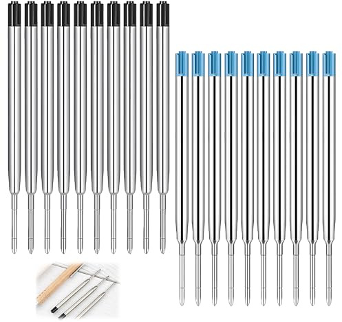 20 Großraumminen G2 Format 1,0mm M 10 Schwarz 10 Blau Kugelschreiber Minen | Ersatzminen Metall Büro Schule Zuhause, Strichstärke Mittel, Schreibgerät Nachfüllung Fasermine Dokumente Notizen