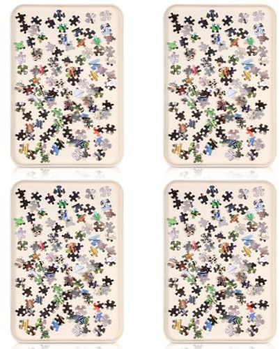 LOYIM 4 Pcs 15'' x 10.5' Extra Large Puzzle Sorting Trays Stackable Puzzle Trays for Sorting Piece Sorter Jigsaw Storage Accessory for 2000/3000/5000/6000 Pieces(Beige)