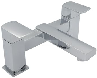 Badewannenarmatur aus Chrom – modernes quadratisches Hebel-Design – massives Messing für britische Badewannen-Heiß- und Kaltwassersteuerung