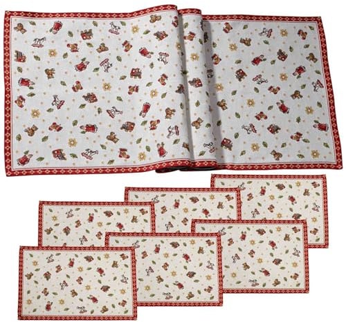 Villeroy & Boch – Toy's Delight Gobelin Tischläufer XL inkl. Platzsets Bunt, Maschinenwaschbar, Tischläufer Weihnachtlich, Tischdecke Weihnachten Läufer, Unterleger Tisch, Baumwolle/Polyester