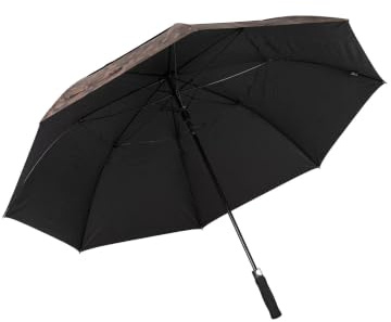 Fox Explorer Brolly Regenschirm zum Karpfenangeln, belüftet, zweilagig, Fiberglas-Rahmen, One-Touch-Entriegelungsmechanismus, doppelte Haltegurte, Tragetasche, Code CUM402