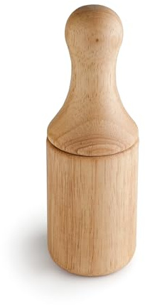 IBILI - Mortero Para Especias, Madera de caucho con recubrimiento de aceite, 6,6x6,6x20 cms