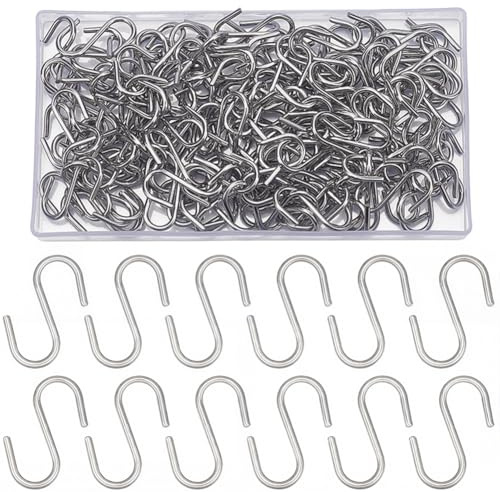 SOFPLATE 1 Box 150Pcs 1 Inch Stainless Steel S Hook S Shaped Hangers Small Silver Metal Heavy Duty Connectors Mini Ornament Hooks for DIY Crafts Hanging Christmas Tree Key Ring Pet Name Tag Holder