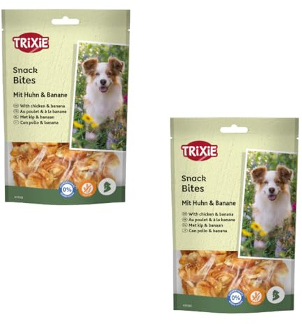 Trixie Premio Banana Chicken | Doppelpack | 2 x 100 g | Ergänzungsfuttermittel für Hunde | Mit Huhn und Banane | 61% Fleischgehalt | Glutenfreie Rezeptur | Ohne Zuckerzusatz