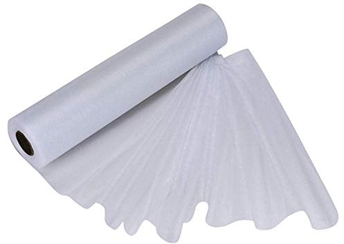 Trimming Shop Rouleau en Organza Snow Sheer, 25 m x 29 cm, pour Chaise, écharpe, Chemin de Table, décoration de fête de Noël et de Mariage, projets de Bricolage, Blanc
