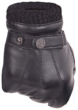 Nappaglo Herren PU Lederhandschuhe - Touchscreen Handschuhe Mit Langen Fleecefutter Winter Fahren (XL,Schwarz(Touchscreen))