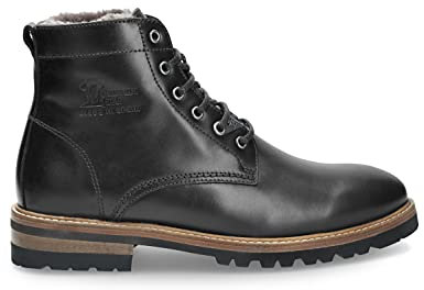 Panama Jack Herren Schnürstiefeletten Emery Igloo, Männer Stiefeletten,Lammfell,Schnürsenkel,halbstiefel,Kurzstiefel,Schwarz,40 EU / 6 UK