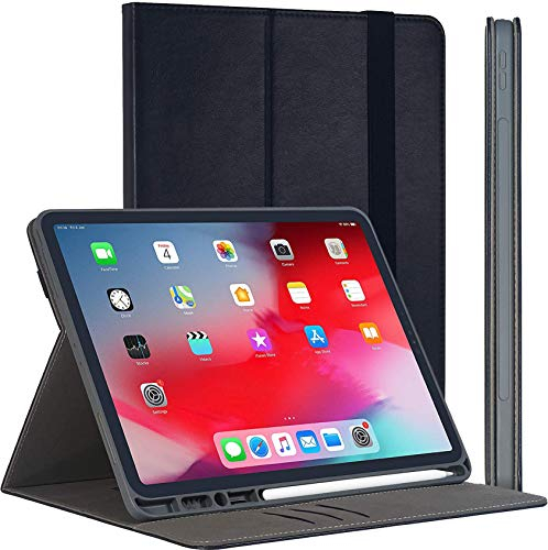 STILGUT Folio Case Compatible avec iPad Pro 12.9 2018 Coque étui à Rabat avec Fonction Support et Veille/Réveil Automatique, Bleu Marine