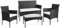 Tulum - Gartenmöbel 4-Sitzer - 1 Sofa, 2 Sessel, 1 Couchtisch - Wasserabweisende und Abziehbare Kissen mit Reißverschluss - Schwarz/Beige