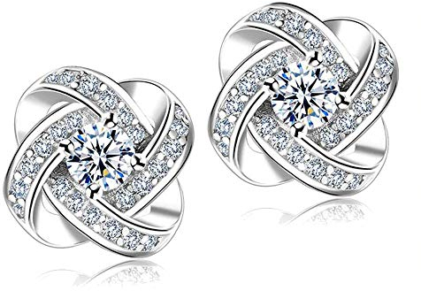 Sale Clearance Earrings Women’s 925 Sterling Silver Stud Cubic Zirconia Ear Studs One Pair Cubic Zirconia Earrings Gifts for Mother's Day