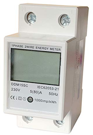 JVJ Stromzähler WechselstromzählerLCD Hutschiene 1-phasiger 2-poliger Phase 5(80) A 230V Zähler Energiezähler Wattmeter KWH