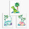 Sunnywall® 3er Set Poster Kinderzimmer - A4 Bilder Babyzimmer Kinderposter | OHNE Bilderrahmen | - Deko Junge | Dinosaurier Dino T-Rex Brachiosaurus Triceratops