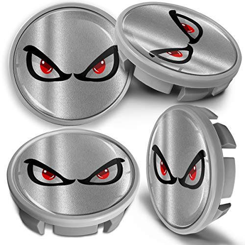 SkinoEu 4 x 65mm Nabendeckel Felgendeckel Radnabenabdeckung Nabenkappen Felgenkappen Radkappen Alufelgen Kompatibel mit VW 3B7 601 171 / 6U7 601 171 Silber Augen CVS 14