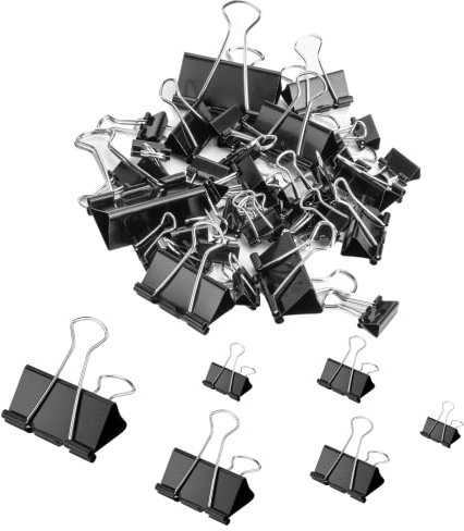 110 pezzi – Clip per raccoglitori di dimensioni assortite, graffette in metallo, graffette nere per documenti, sacchetti per chip, ufficio, documenti, insegnanti e forniture scolastiche