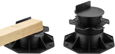 Wiltec Stelzlager für Terrassen, 2700kg, 60-128mm, höhenverstellbarer Stellfuß für Terrassendielen, Platten und Planken