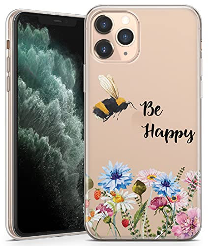 TULLUN Handyhülle für iPhone 6 / 6s - Klare Soft Gel Abdeckung Wild Bienen und Blumen Design Stil Text - Sei Glücklich