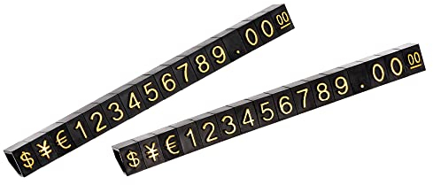 sourcing map 10 Satz Verstellbar Abnehmbar Mini Würfel Preisschild Display Nummer Buchstabe Preisschild Ständer Kit für Ladentheke Goldton Schwarz 3.8x6.9mm