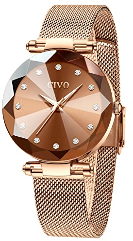 CIVO - Orologi da donna, impermeabili e minimalisti, cinturino sottile in pelle, eleganti e classici, stile casual, orologi da polso analogici per donna