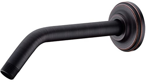 Abgewinkelter Duscharm mit Flansch, Wandmontage, 22,9 cm, robuster Edelstahl, Duschkopfverlängerung, Rohrarm, für feste Badezimmer-Duschkopf, ölgeriebene Bronze