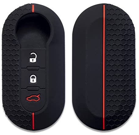 Cover copri chiave per Fiat Lancia guscio portachiavi a 3 tasti in silicone accessorio auto compatibile con Fiat 500, Panda, Punto, Bravo e Lancia Ypsilon, Delta. Custodia Chiave per Auto.