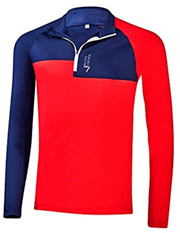 Black Crevice Herren Zipper Funktionsshirt, Navy/rot, 3XL