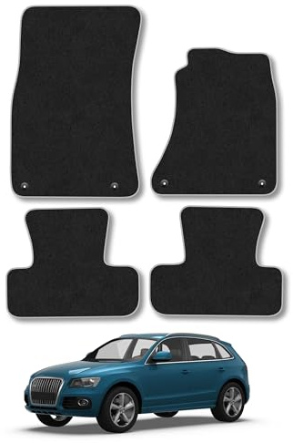 Audi Q5 (2008-2016) Carpet Car Mats | Grey Edge Trim Tailored Fit Floor Mats Full Coverage Protection Accessories Easy Clean Anti Slip Made in the UK