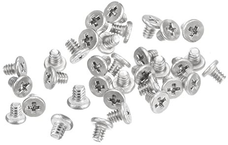 sourcing map M1.6-0.35 x 2mm 50Pcs Flat Round Head Screws 304 Stainless Steel Phillips Drive Machine Screws Hardware Fastener for Furniture Connection