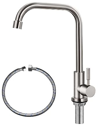 Robinet d'eau froide uniquement Robinet d'évier de cuisine à trou unique SUS304 en acier inoxydable Nickel brossé
