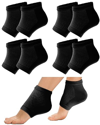 Sibba 4 Paar Feuchtigkeitsspendende Spa-Socken Gel-Fersensocken Mit Rissiger Ferse Gel-GefüTtert Zehenlose Weiche Baumwolle Silikon BelüFtende FersenhüLsen Offene Zehen-FußPflegebehandlung(Schwarz)