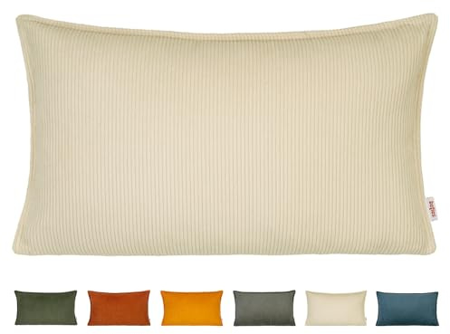 beties - HYggelig No.1 - Kissenbezug Kissenhülle ca. 30x50 cm; Sofakissen & Dekokissen - Trendiger Cord-Samt - mit aufwendiger Jeans-Doppelnaht in Raumausstatter Qualität