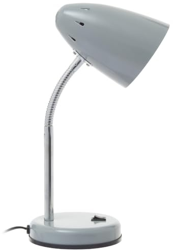 Premier Housewares Matte Grey Desk Lamp| Adjustable Gooseneck Bedroom Lamp|Large Table Lamps for Living Room|Bedside Table Lamp for Reading & Writing|Lamps for Bedroom