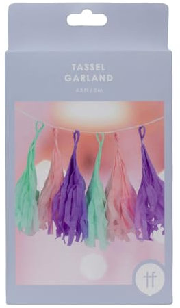 Talking Tables Reusable Pastel Eco Paper Hanging Decoration for Tassel Garland for Birthday Party, Baby Shower, Mother’s Day | Sustainable partyware-6.5ft 2m