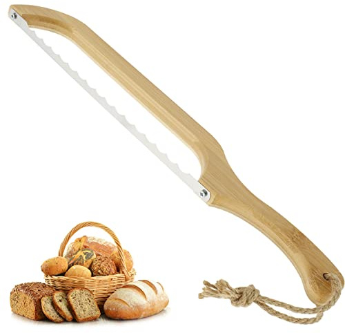 KTCINA Coupe-arc à Pain 40cm Couteau à Pain Bois avec Lame Dentelée en Acier Inoxydable Couteau à Pain Dentelé Coupe Levain pour Fait Maison Multi-usages pour Couper Pain Daliéba (B)