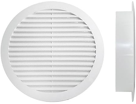 Griglia di Ventilazione con Zanzariera, Griglia Aerazione In Plastica, Griglia di Espulsione dell'aria, Colore Bianco, Made In Italy (Rotondo Ø80mm H20mm Foro 60mm)