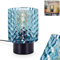 Tischleuchte Falgorosa, Tischlampe aus Metall/Glas in Schwarz/Blau, Leuchte im modernen Vintage/Retro-Design mit Schirm aus Glas (Ø 11 cm) u. An/-Auschalter am Kabel, 1 x E27, ohne Leuchtmittel