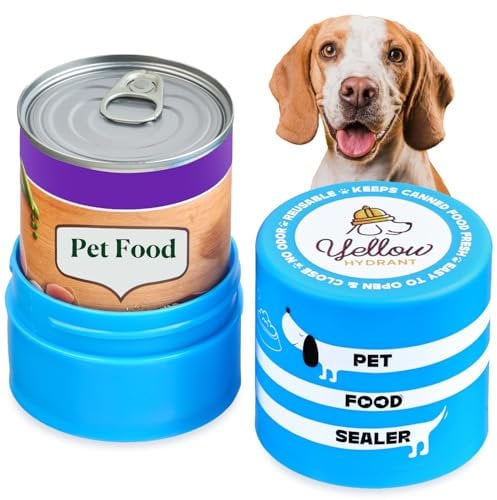 Yellow Hydrant The Original Canned Dog Food Storage Container Patent Pending Reusable Airtight Can Cover Pet Food Sealer - Keeps Dog Food Can Fresh in the Fridge, Eliminates Odor, Easy to Use
