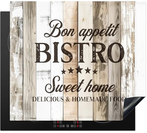 KitchenYeah© Copri Piano Cottura Coprifornelli Tappetino per Induzione | 60x52 cm - Fornello Tutto per la Cucina Legno - Buon appetito - Grigio