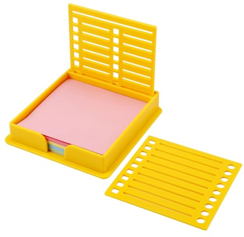 Sticky Note Stencil with Sticky Note, for 3x3 Inch Self-Sticky Notepad Sticky Note Holder with Template Sticky Note Organizer Dispenser for Desk Office Home School Supplies