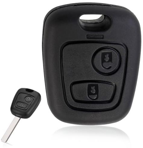 2 Botones Carcasa de Llave del Coche Compatible con Peugeot 107 207 307 406 408 607 y con Citroen C1 C2 C3 C4 C5 Xsara Picasso Berlingo Toyota Aygo Funda de Repuesto Sin Zócalo de Pila