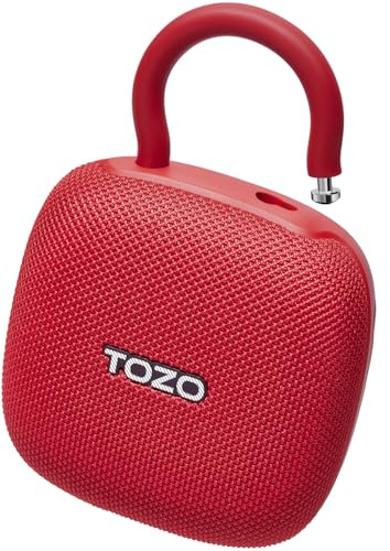 TOZO PE1 Portable Bluetooth Speakers with Adjustable Carabiner, Mini Bluetooth Wireless Shower Speaker with IPX8 Waterproof, 32H Playtime Punchy Bass Audio Speaker for Home, Outdoor and Travel, Red