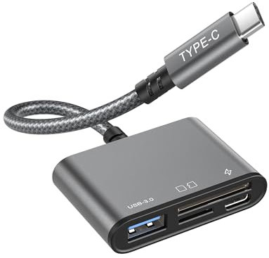 Basesailor USB C SD Kartenleser für iPhone 16 15 Pro Max Plus,4-in-1 Tye C Micro SD TF Speicher Kartenlesegerät mit USB 3.0 OTG & USBC Stecker,Card Reader Adapter für Apple iPad 10 Mini 7,Samsung S25