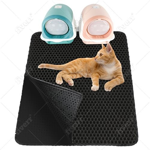 LINUMA® Katzenklo XXL Matte 90x76cm Schwarz, Katzenstreu Matte, Katzenmatte Katzenklo, Katzentoiletten & Zubehör, Katzenmatte, Matte Katzenklo, Katzenteppich, Katzenstreumatte, Mülleimer, Mat, Matter