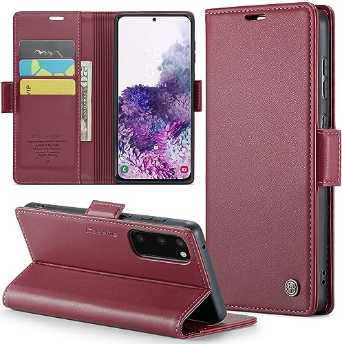 Phernykas Handyhülle für Samsung S20 Hülle (Nicht kompatibel Note 20), Magnetische Klapphülle mit kartenfach und Standfunktion Schutzhülle Lederhülle Galaxy S20 Flip Book Case (Rot)