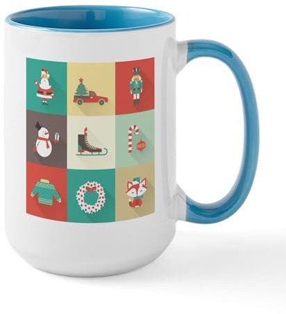 CafePress Retro Christmas Mugs 15 oz (444 ml) Ceramic Coffee Mug